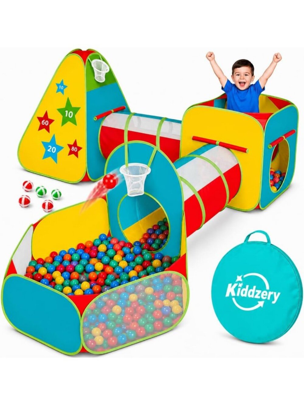 Kids Jungle Gym Playset with Ball Pit, Crawl Tunnel & Obstacle Course